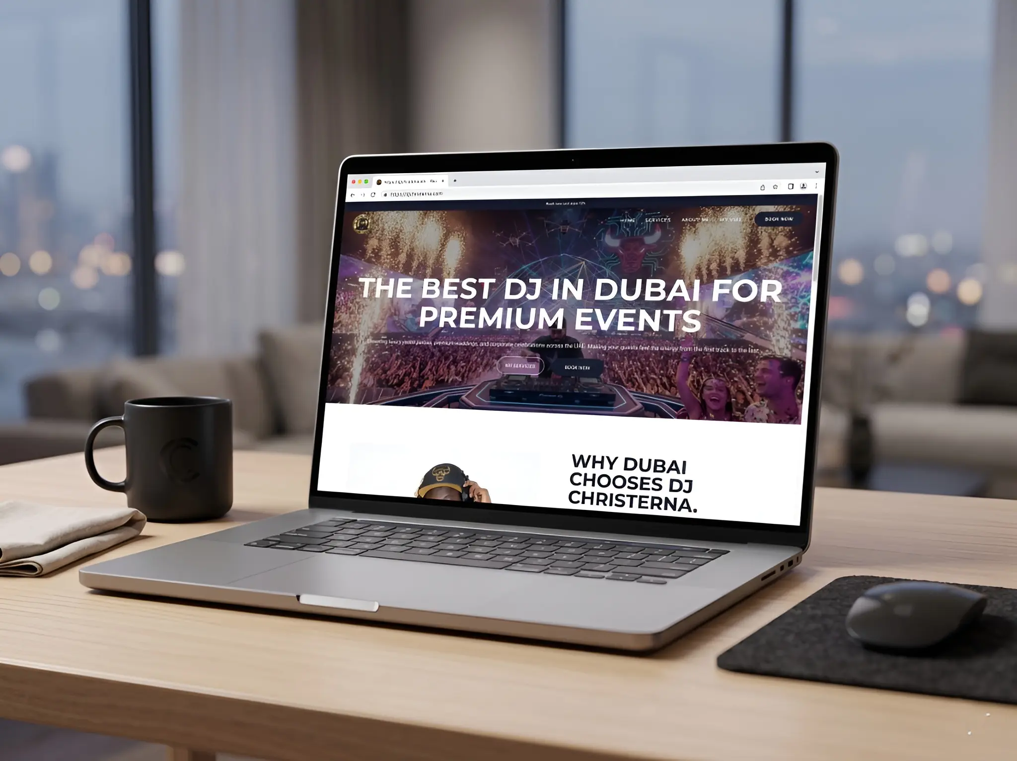 Custom DJ website design for Dubai event professional