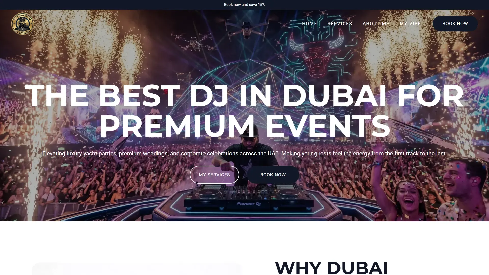 DJ Christerna full website layout and event gallery